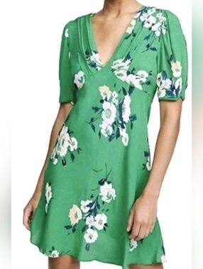 Free People Neon Garden Mini Dress Green Floral Preppy Dainty WomenS Size 6 FLAW